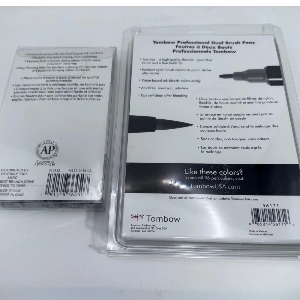 Tombow Dual Brush Pens Grayscale‎ 10pc & Artist's Loft Sketch Markers Bundle New